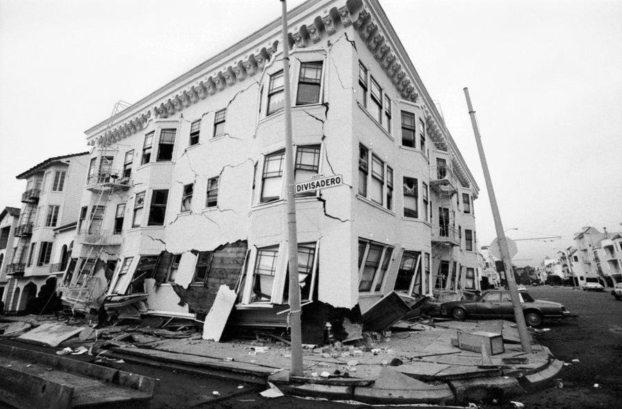 Damaged building from earthquake
